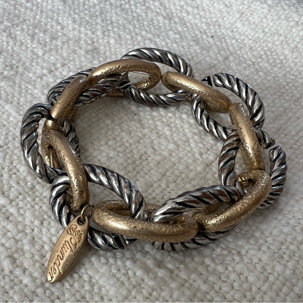 Plunder Stretch Bracelet Goldtone/Sivertone Links